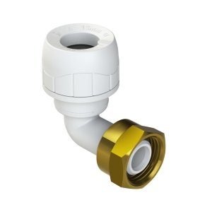 Polypipe PolyPlumb Enhanced, Bent Tap Connector, 15mmx1/2", White, PB1715EW 